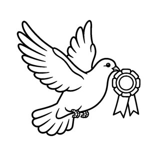 Békegalamb kokárdával március 15-i színező