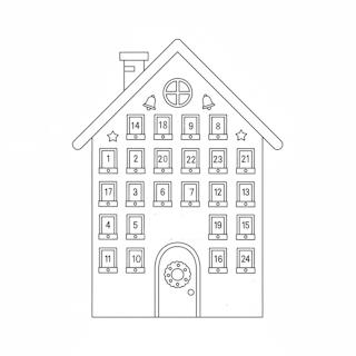 Adventi kalendárium színező gyerekeknek – ház alakú, számozott adventi kalendárium