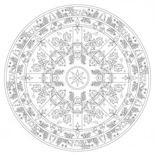 Adventi mandala felnőtteknek – gyertyákkal és adventi motívumokkal díszített kör alakú mandala