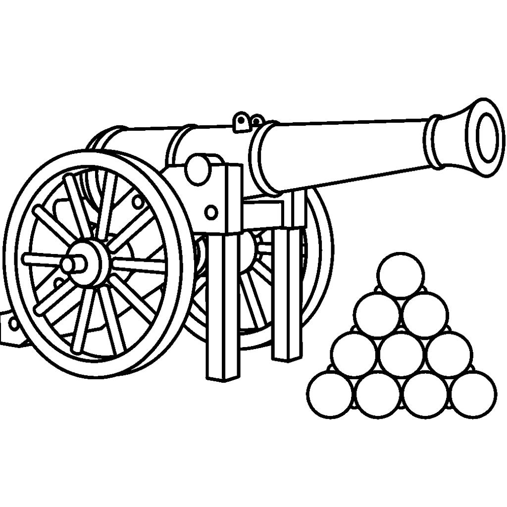 Ágyú színező gyerekeknek - 1848 Március 15