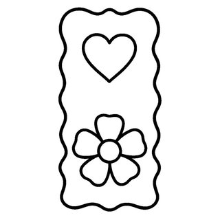 Hullámos könyvjelző sablon virággal és szívvel