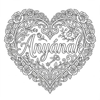 Szív forma Anyának színezhető felirattal