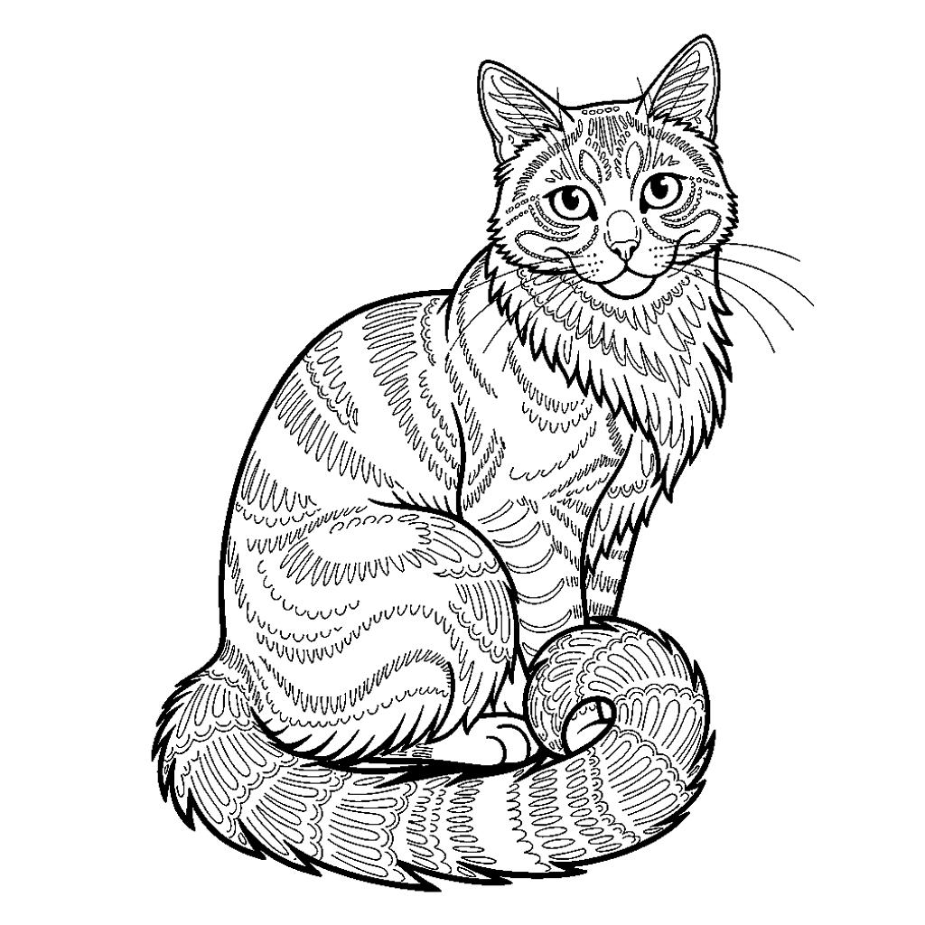 Aprólékos cicás színező