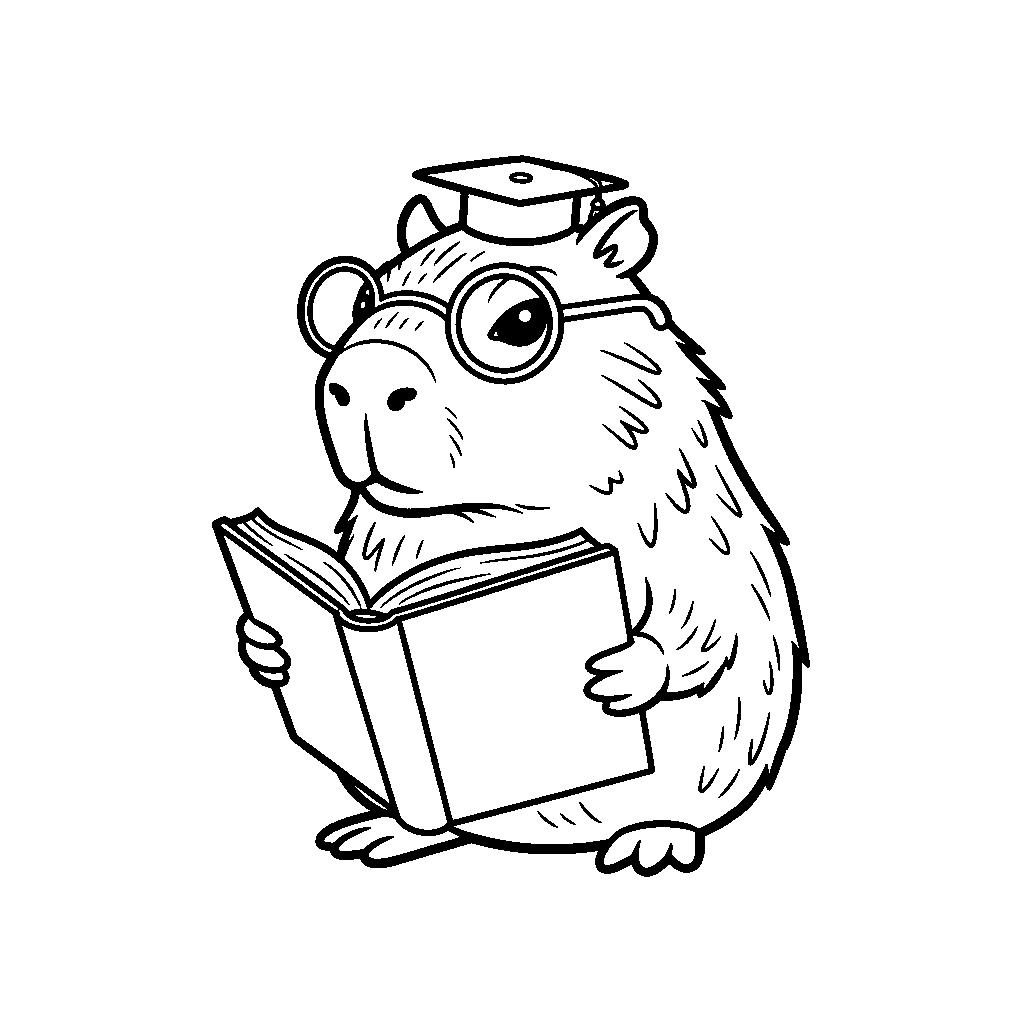 Capybara olvas egy könyvet rajz