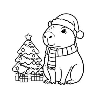 Capybara színező karácsonyi