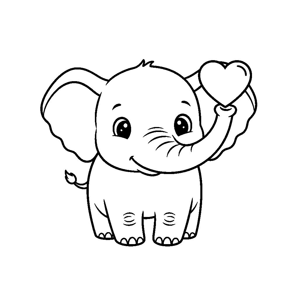 Cuki kiselefánt színező szerelmesek napjára