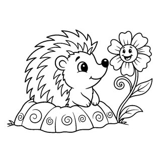 Virágot szagolgató ébredező süni