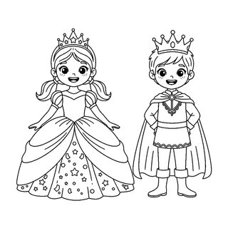 Hercegnő és herceg jelmezes gyerekek színező