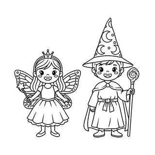 Tündér és varázsló jelmezes gyerekek