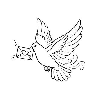 Repülő galamb szerelmes levéllel a csőrében