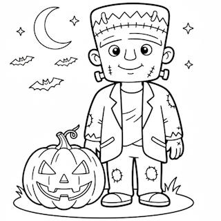 Nyomtatható és színezhető Frankenstein figura sütőtökkel