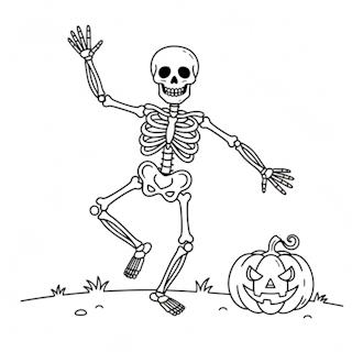 Nyomtatható táncoló halloween-i csontváz sütőtökkel