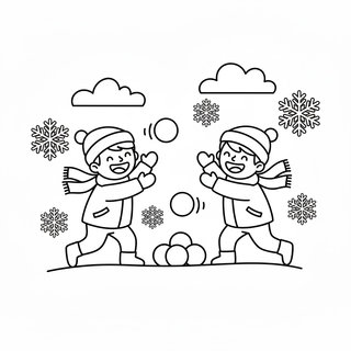 Egyszerű hógolyózó gyerekek rajz kicsiknek