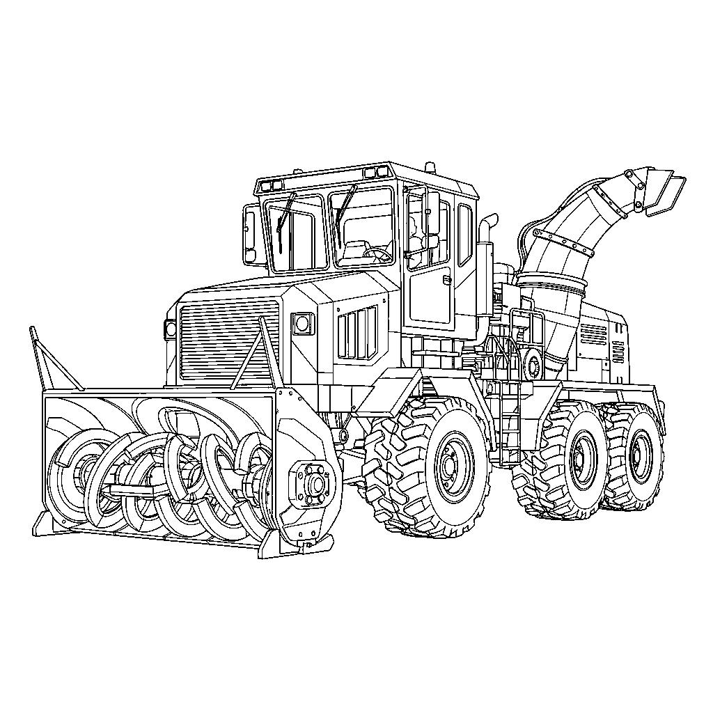 Hómaró munkagép vonalrajz - Részletes téli színező