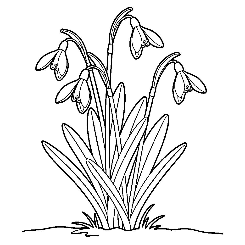 Hóvirág csokor kifestő iskolásoknak - Részletes