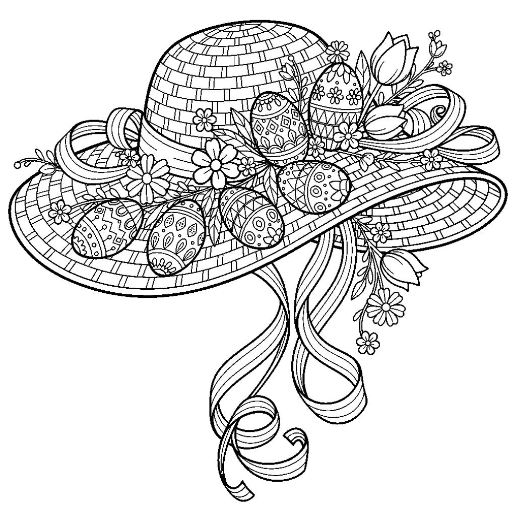 Húsvéti kalap tojásokkal - Kifestő felnőtt