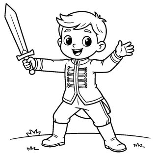 Huszár jelmezbe öltözött kisfiú fakarddal