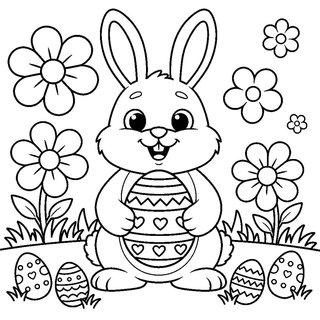 Nyuszi húsvéti tojással színezőlap