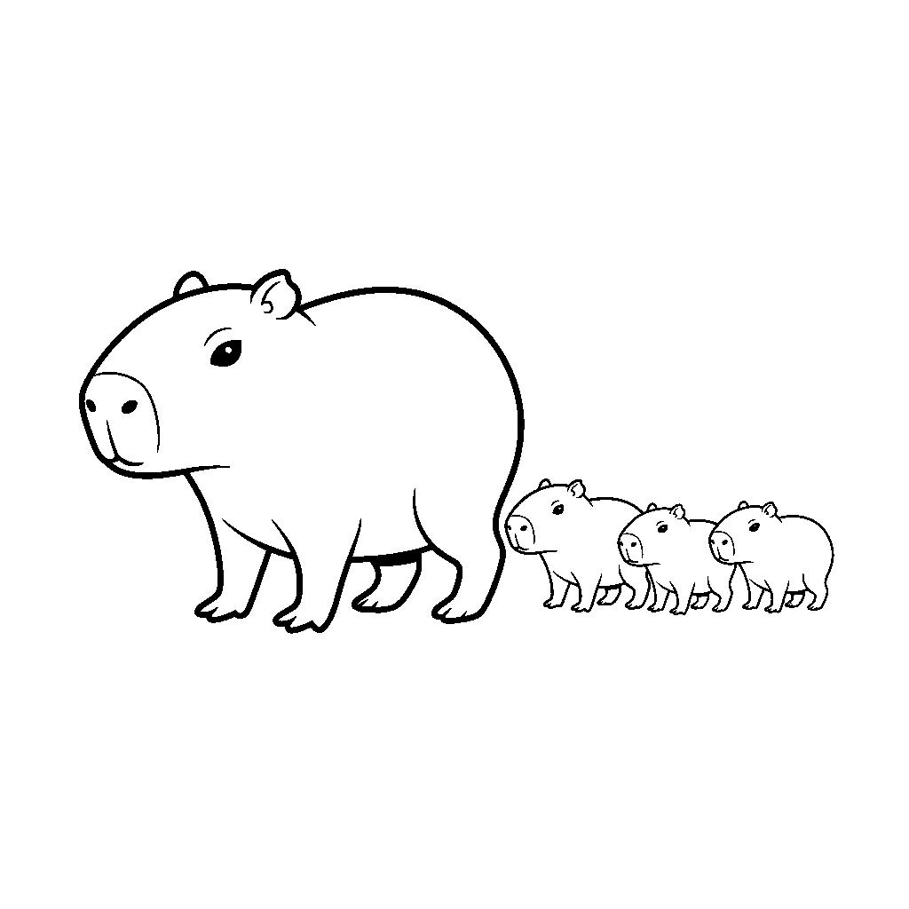 Ingyenes capibara család színező gyerekeknek