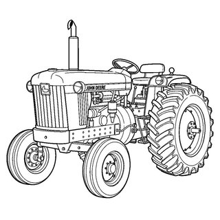 Erőteljes John Deere stílusú klasszikus traktor rajza