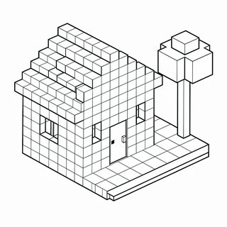 Kockaház rajz a Minecraft világából