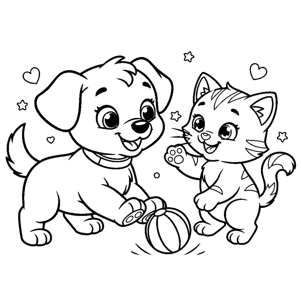 Kutyus és cica barátok kifestő