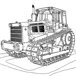 Robusztus lánctalpas traktor részletgazdag rajza