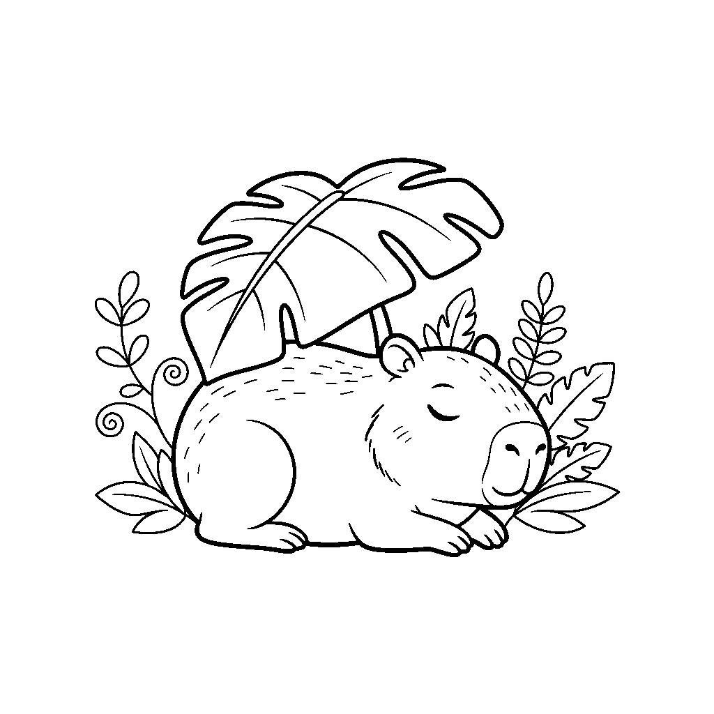 Letölthető alvó capybara kifestő