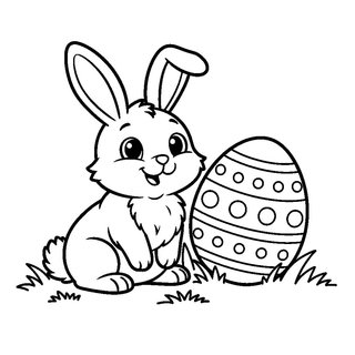 Nyuszi húsvéti tojással a fűben letölthető színező gyerekeknek
