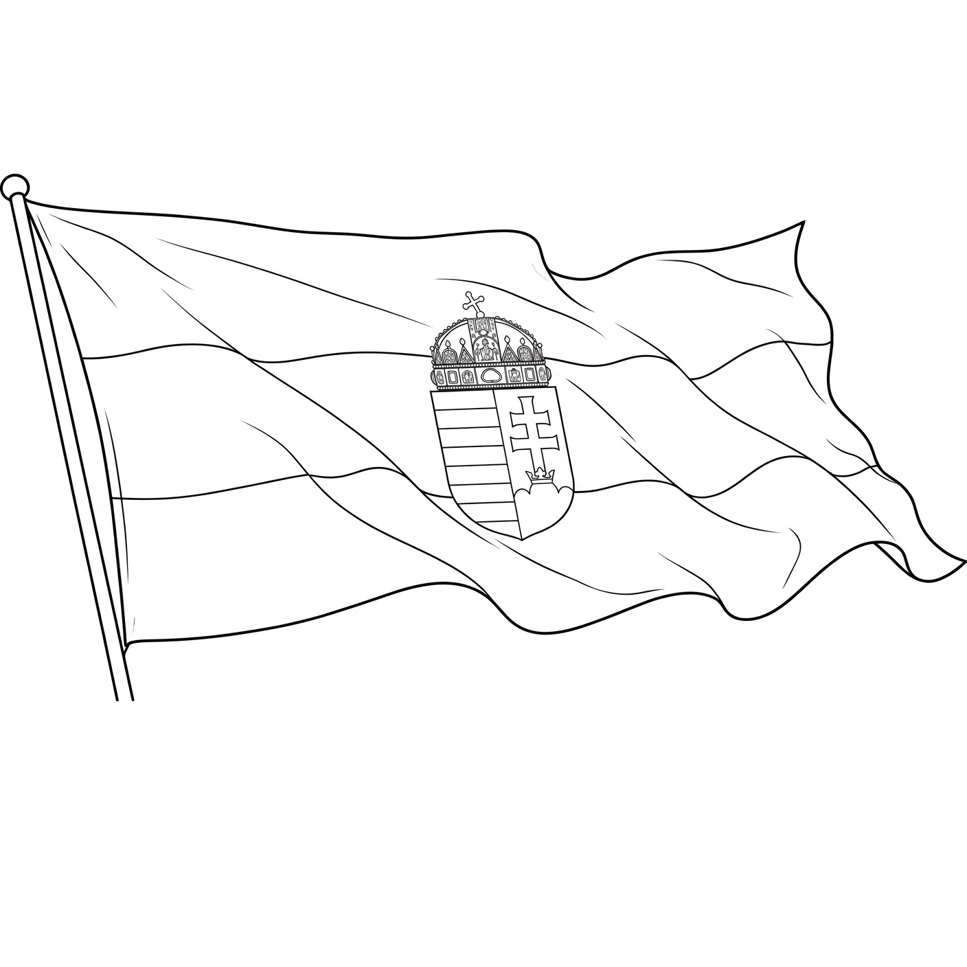 Magyar címeres zászló - Március 15-i színező