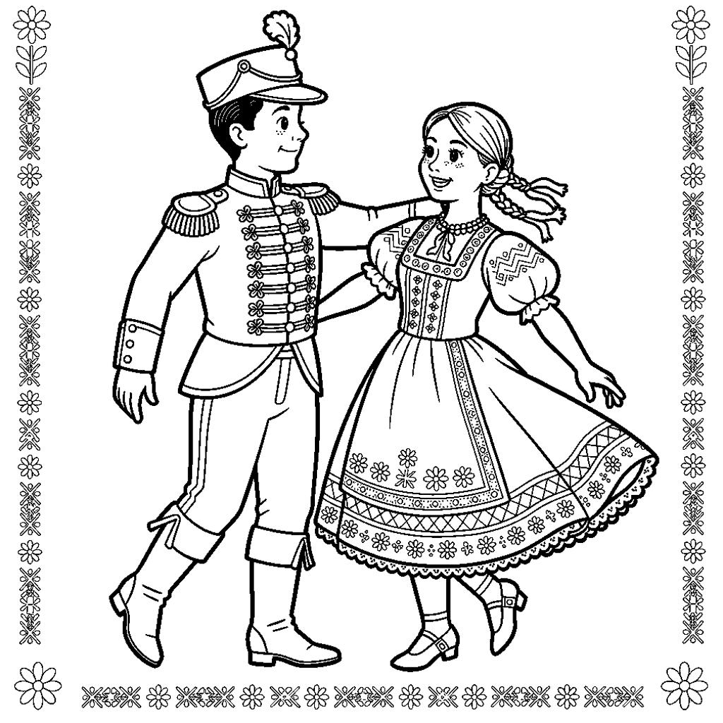 Magyar népviseletes pár színező - Csárdás