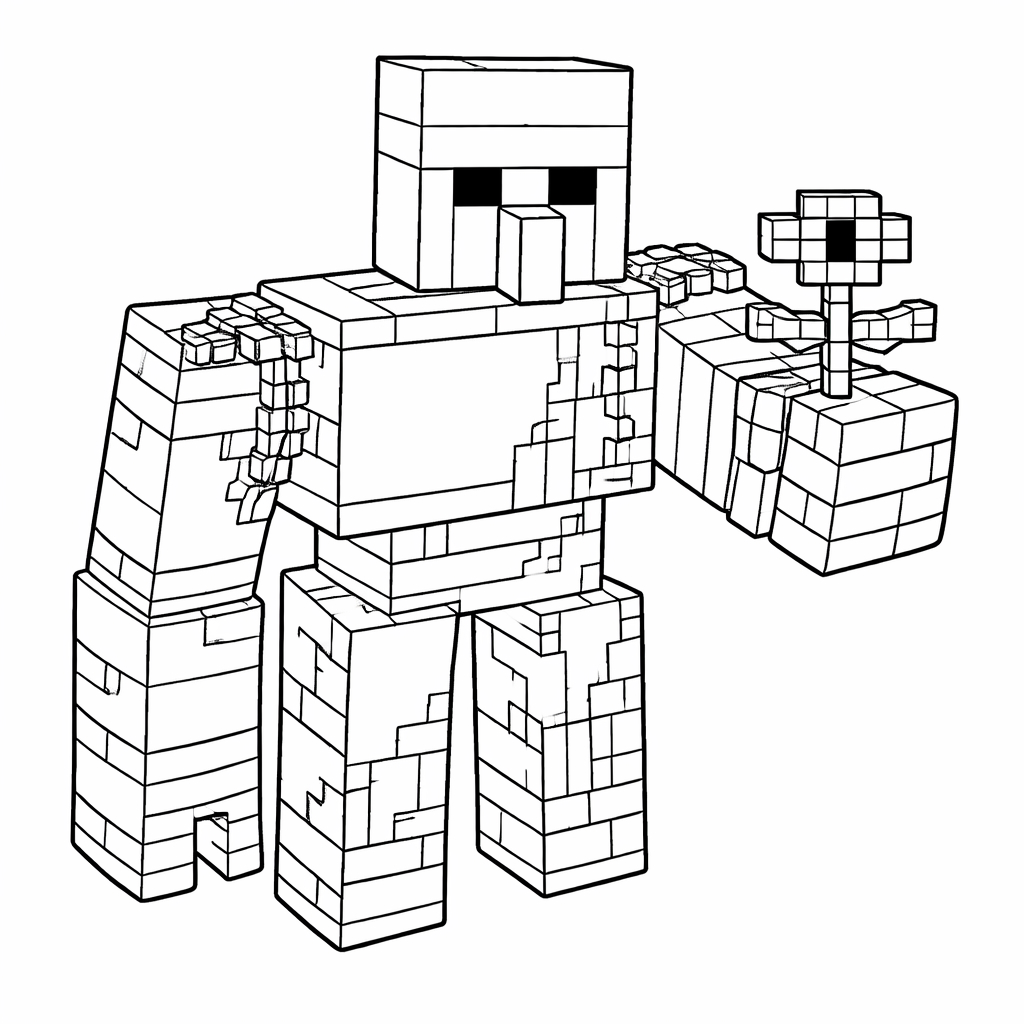 Masszív védelmező minecraft vasgólem színező ingyen letölthető