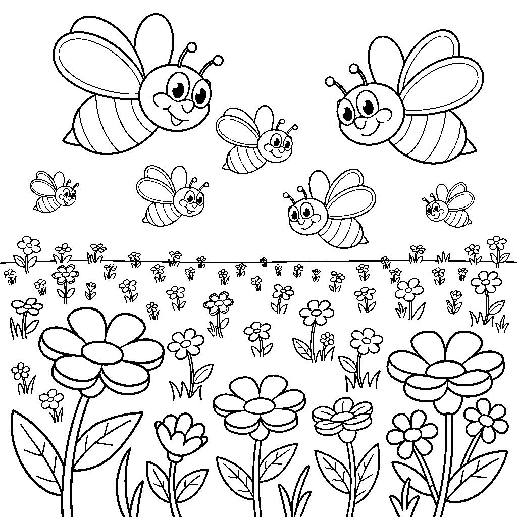 Méhecske a virágos réten rajz iskolásoknak