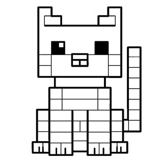 Cuki szögletes Minecraft cica színezőlap