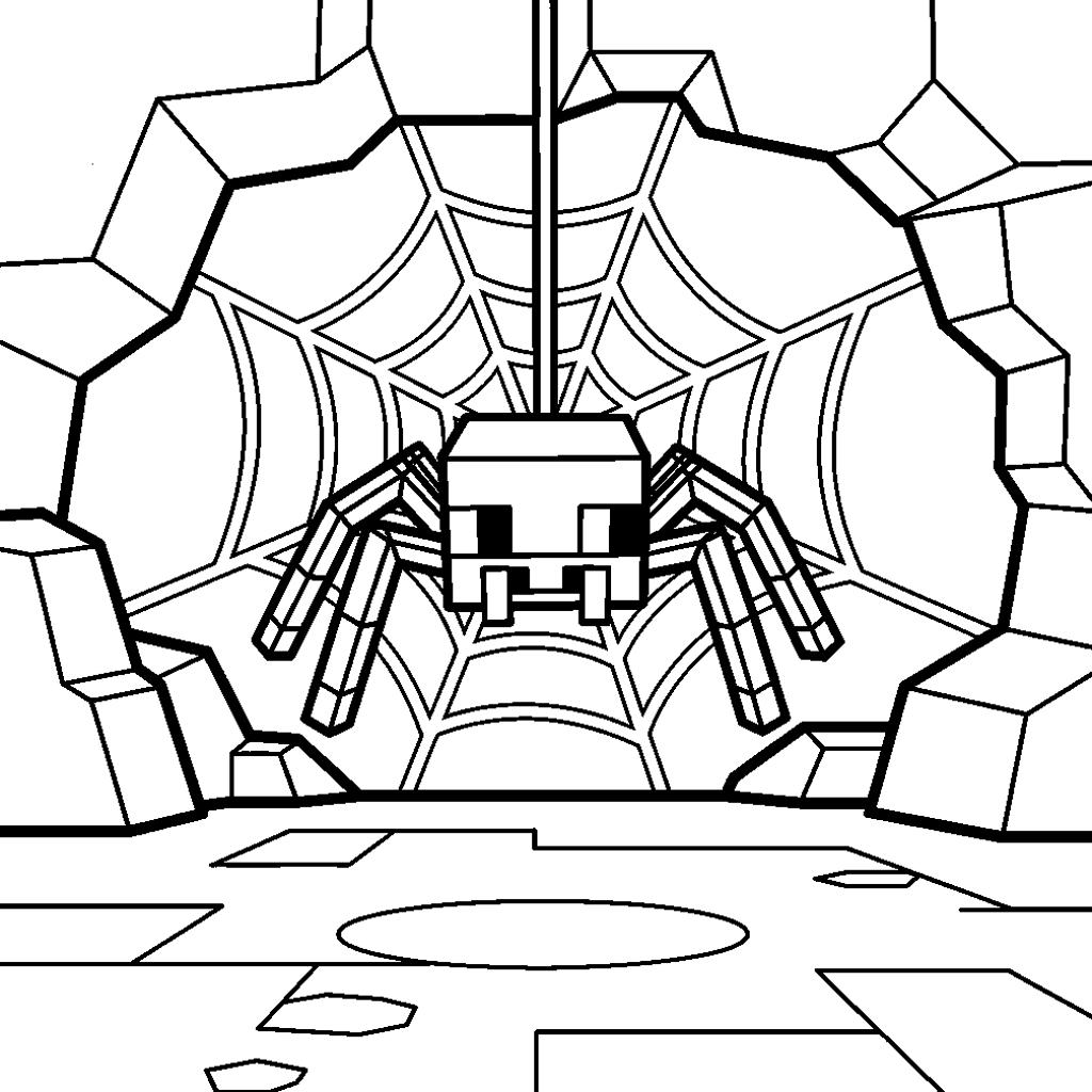 Minecraft pók kifestő gyerekeknek – kalandos barlangi jelenet