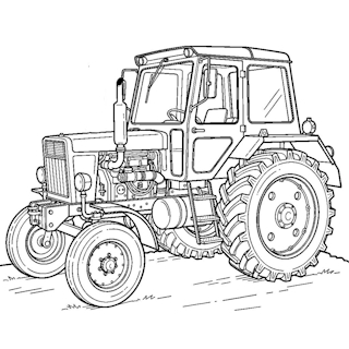 Klasszikus MTZ Belarus stílusú traktor színező