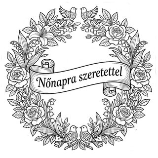 Nőnapra szeretettel felirat koszorúban