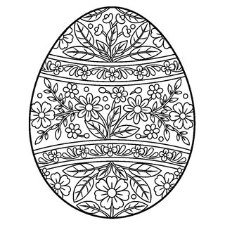 Húsvéti tojás részletes virág mintával színező nagyobb gyerekeknek