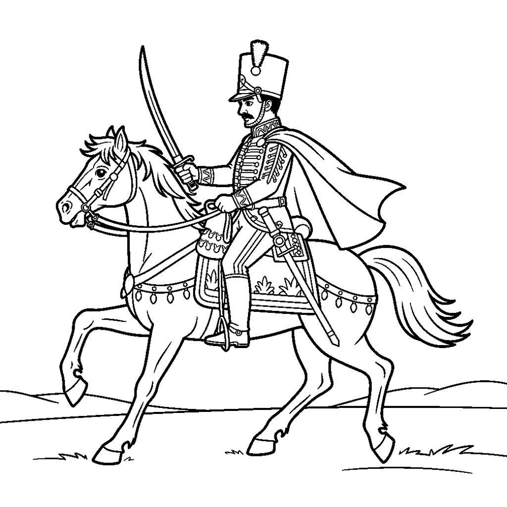 Nyomtatható magyar huszár kifestő gyerekeknek