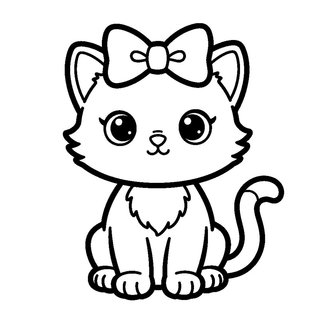 Nyomtatható masnis kiscica színező ovisoknak