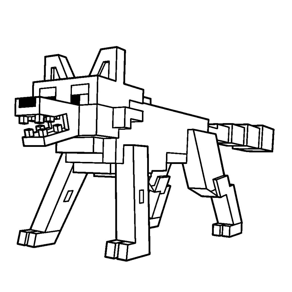 Nyomtatható minecraft farkas kifestő – erőteljes karakter