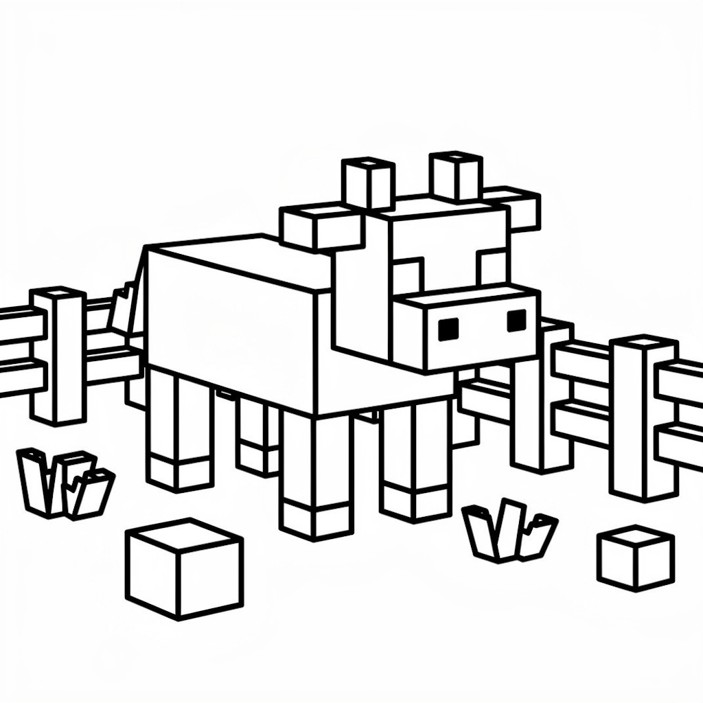 Nyomtatható minecraft tehén kifestő ovisoknak vidám farmos hangulattal