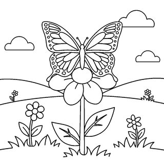 Pillangó virágon tavaszi nőnapi színező