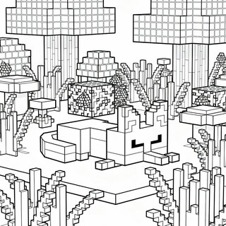 Alvó Minecraft róka erdei környezetben