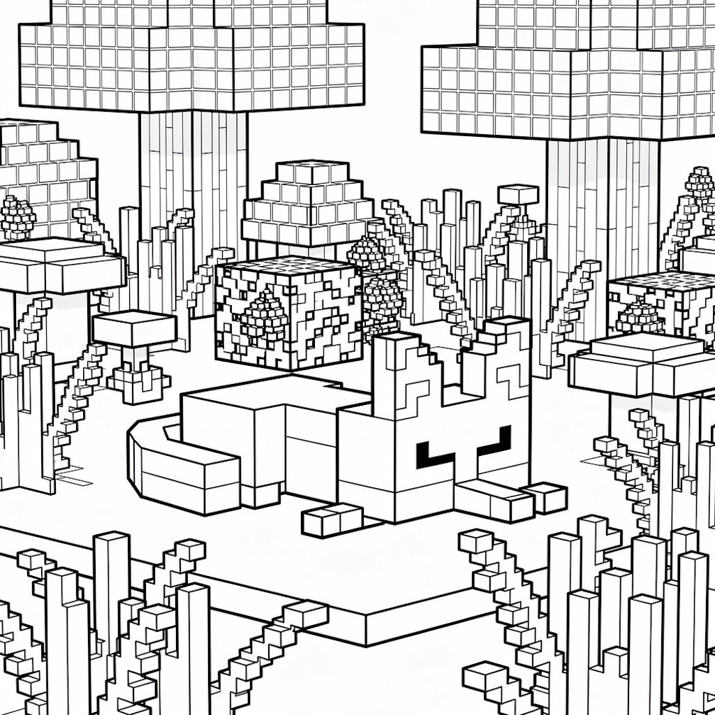 Részletgazdag minecraft róka rajz felnőtteknek
