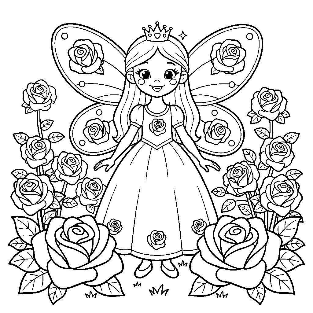 Rózsa tündér hercegnő színező lányoknak