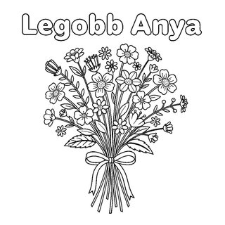 Mezei virágcsokor Legjobb Anya felirattal anyák napi színező