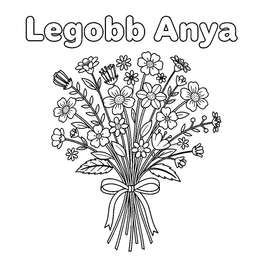 Szép anyák napi virágcsokor színező