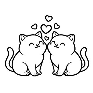 Egymással szemben ülő szerelmes cicák