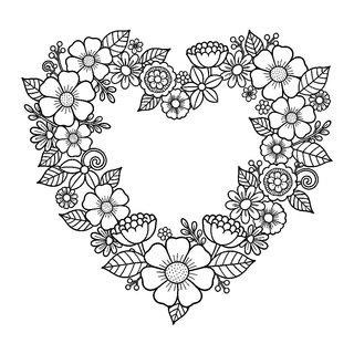 Szív alakú virágkoszorú nőnapi rajz